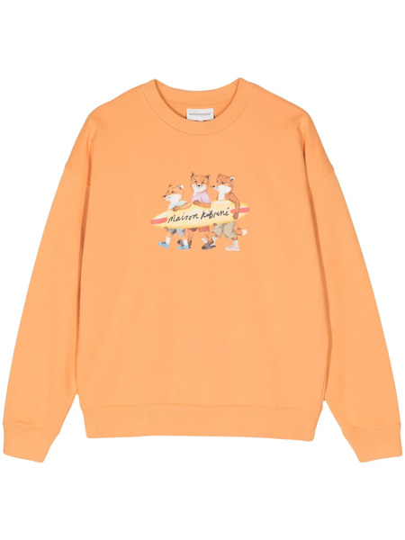  Maison Kitsuné Surfing Foxes Cotton Sweatshirt - Orange 