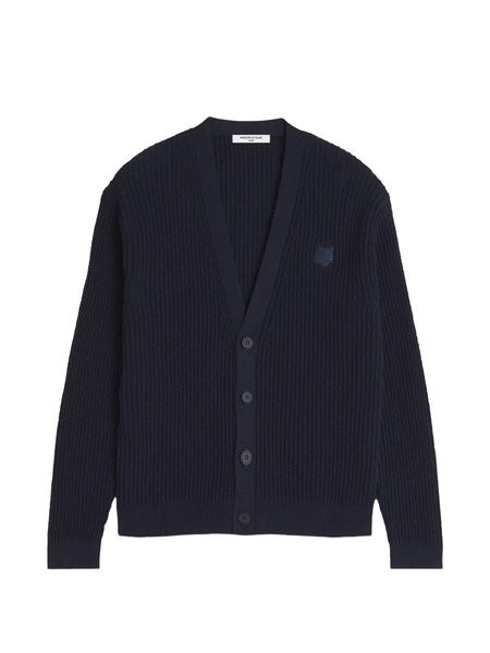  Maison Kitsuné Textured Logo-patch Cardigan - Blue 