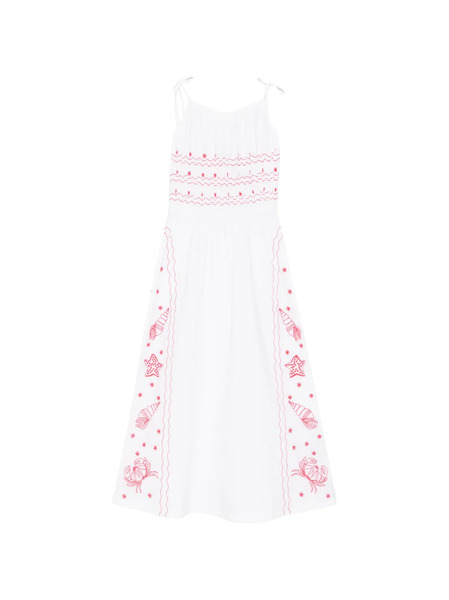  Maison Labiche Floral-embroidered Midi Dress - White 