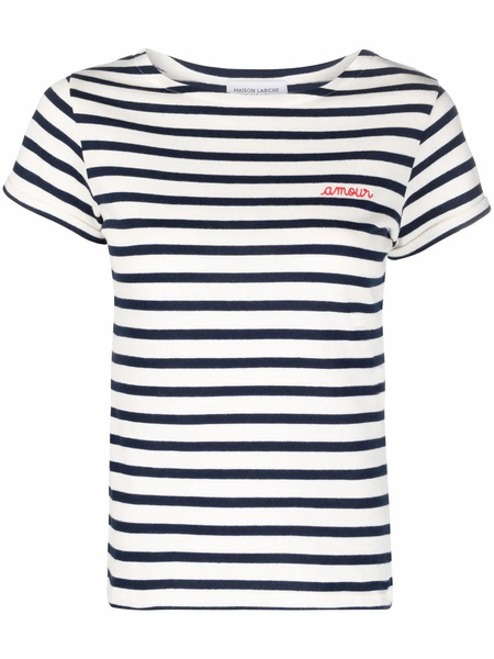  Maison Labiche Organic-cotton Striped T-shirt - White 