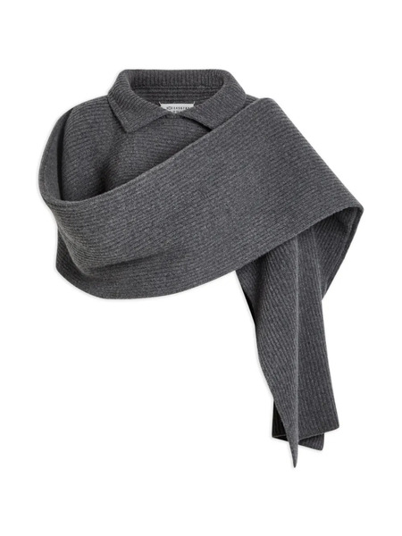  Maison Margiela Collared Ribbed-knit Scarf - Grey 