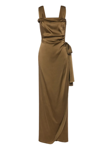  Maison Margiela Draped Satin Maxi Dress - Brown 