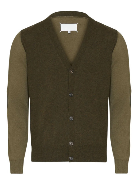  Maison Margiela Elbow-patch Wool Cardigan - Green 