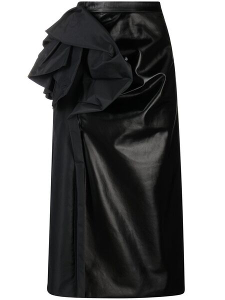  Maison Margiela Faux-leather Draped Midi Skirt - Black 