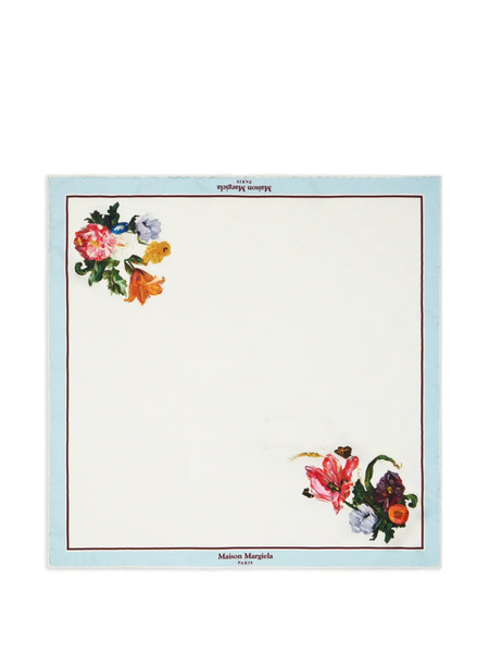  Maison Margiela Floral Silk Scarf - White 