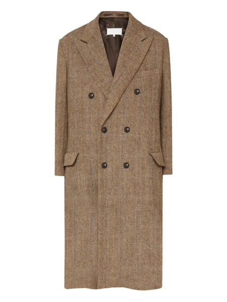  Maison Margiela Herringbone Double-breasted Coat - Brown 