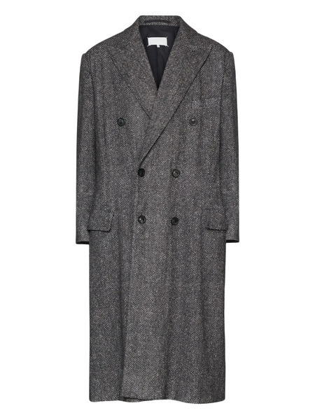  Maison Margiela Herringbone Double-breasted Coat - Grey 
