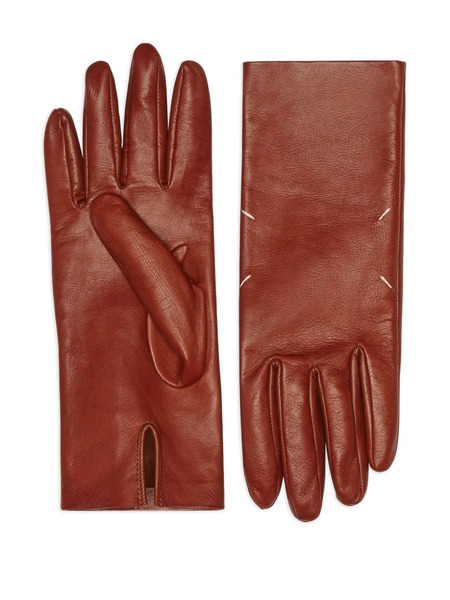 Maison Margiela Leather Fingerless Gloves - Brown 