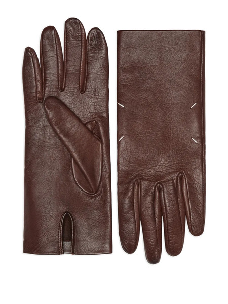  Maison Margiela Leather Fingerless Gloves - Brown 