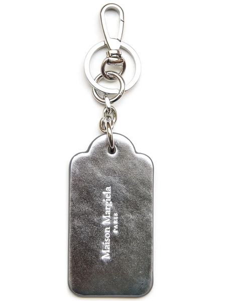  Maison Margiela Logo-embossed Leather Key Ring - Silver 