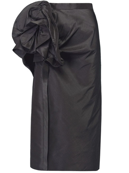  Maison Margiela Moiré-effect Ruffled Midi Skirt - Black 