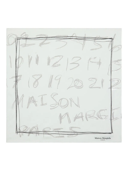  Maison Margiela Number Print Silk Scarf - White 