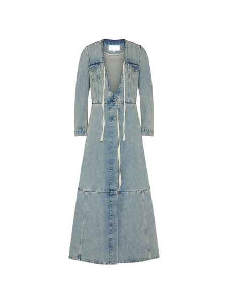  Maison Margiela Patchwork Tie-detail Coat - Blue 