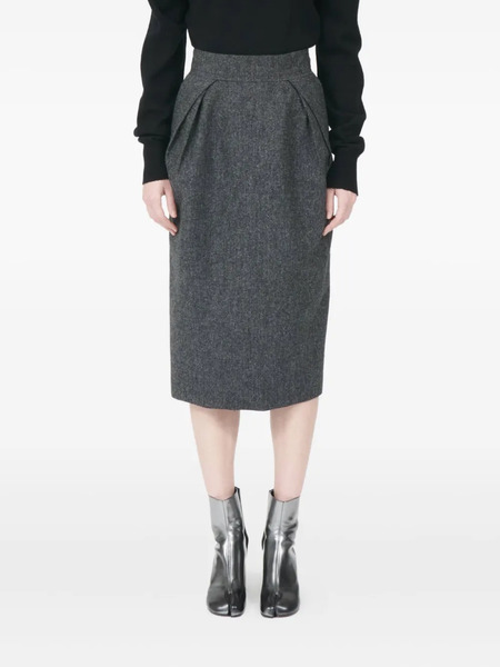  Maison Margiela Pleated Midi Skirt - Grey 