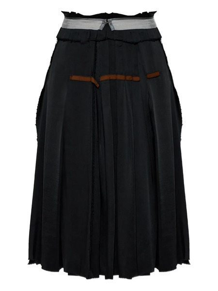  Maison Margiela Pleated Raw-cut Midi Skirt - Black 