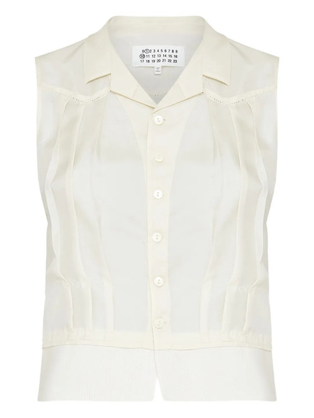  Maison Margiela Pleated Sleeveless Blouse - Neutrals 