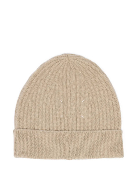  Maison Margiela Ribbed Wool Beanie - Neutrals 