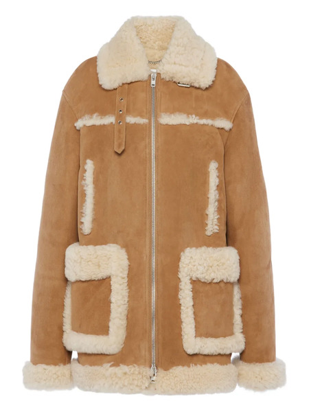  Maison Margiela Shearling-trim Suede Jacket - Brown 