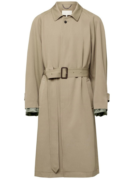  Maison Margiela Spread-collar Wool Trench Coat - Neutrals 