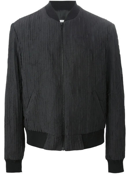  Maison Margiela Striped Panel Bomber Jacket - Black 