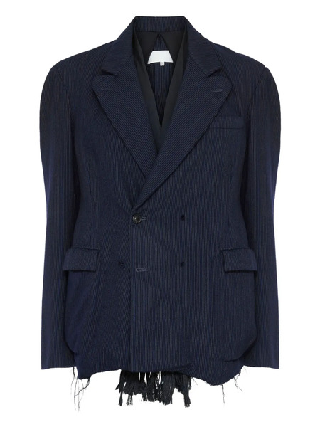  Maison Margiela Striped-pattern Double-breasted Blazer - Blue 