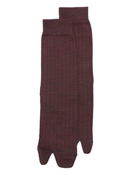  Maison Margiela Tabi Ribbed-toe Crew-length Socks - Red 