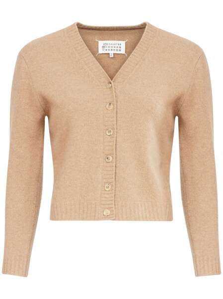  Maison Margiela V-neck Wool Cardigan - Neutrals 