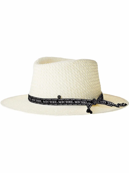  Maison Michel André Straw Fedora Hat - White 