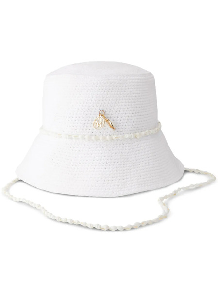  Maison Michel Axel Shell-embellished Knitted Bucket Hat - White 