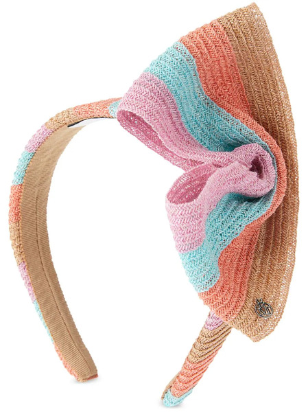  Maison Michel Beth Striped Straw Headband - Pink 