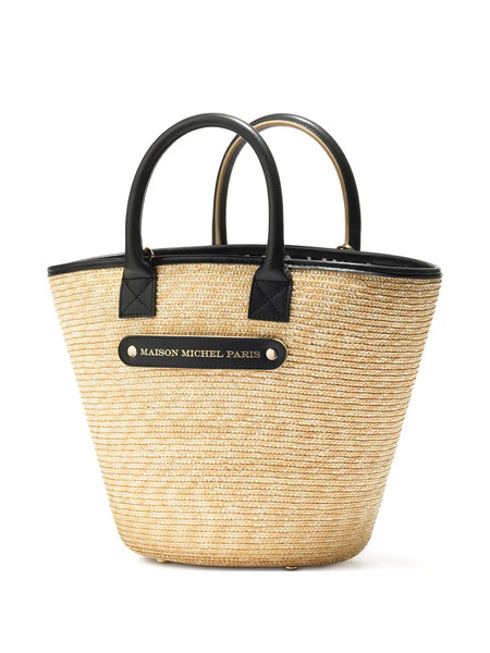  Maison Michel Brittany Straw Leather-trimmed Tote Bag - Neutrals 