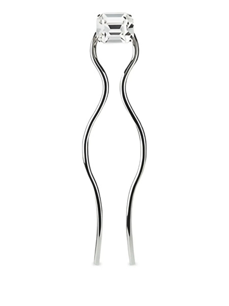  Maison Michel Crystal-embellished Wave Hair Slide - Silver 