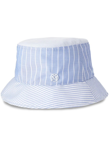  Maison Michel Jason Striped Cotton Bucket Hat - White 
