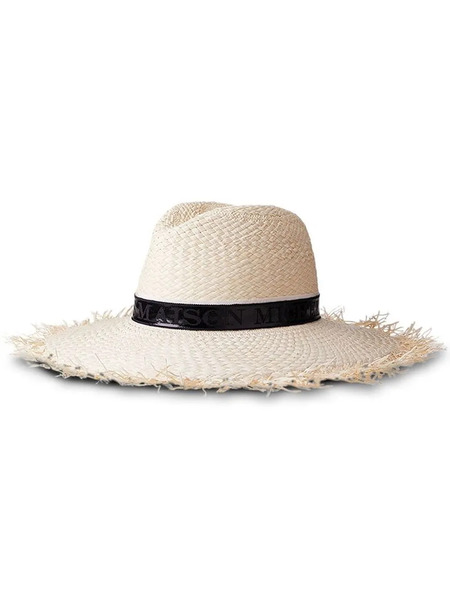  Maison Michel Zango Logo-detail Straw Fedora Hat - Neutrals 