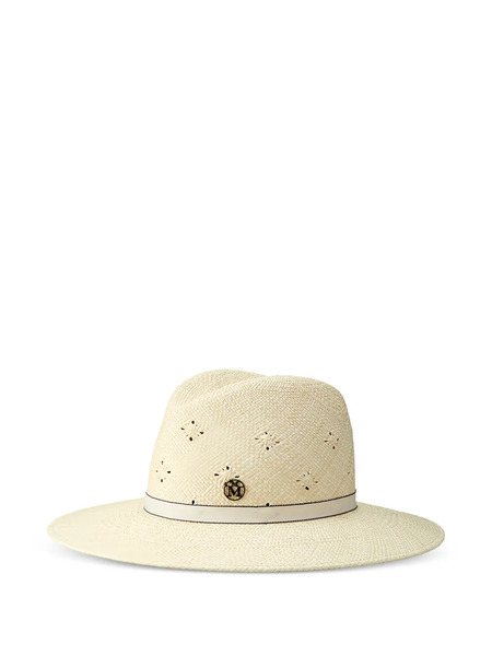  Maison Michel Zango Perforated Fedora Hat - Neutrals 