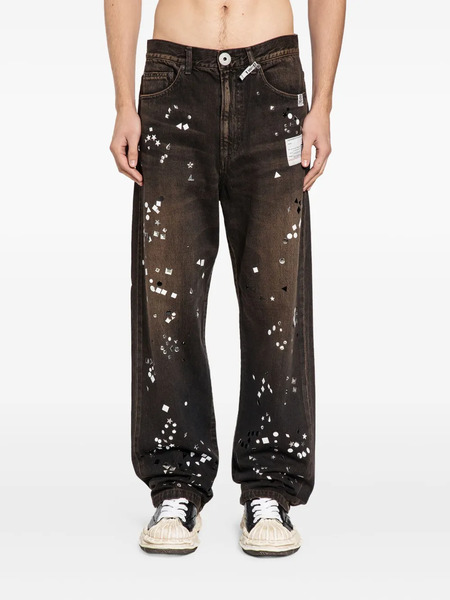  Maison Mihara Yasuhiro Crystal-embellished Jeans - Brown 