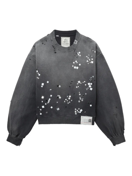  Maison Mihara Yasuhiro Embellished Distressed Sweatshirts - Grey 