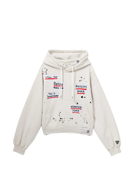  Maison Mihara Yasuhiro Embellished-sticker Hoodie - Neutrals 