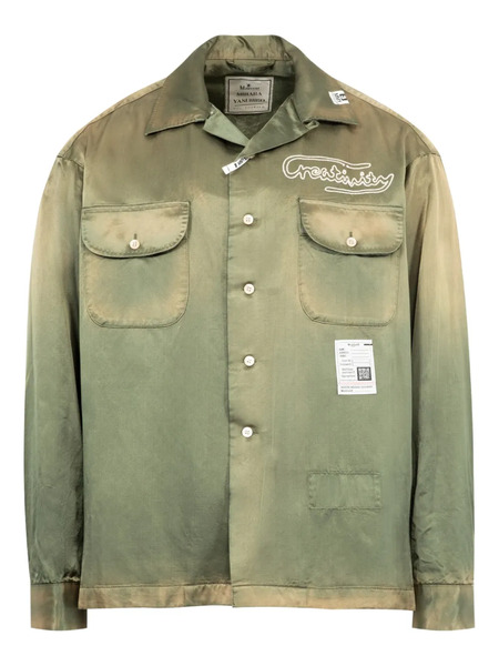  Maison Mihara Yasuhiro Faded Satin-effect Long-sleeve Shirt - Green 