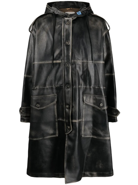  Maison Mihara Yasuhiro Faux-leather Single-breasted Coat - Brown 