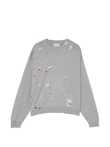  Maison Mihara Yasuhiro Graphic-appliqué Sweater - Grey 
