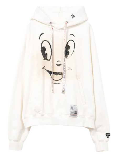  Maison Mihara Yasuhiro Happy Face-print Hoodie - White 
