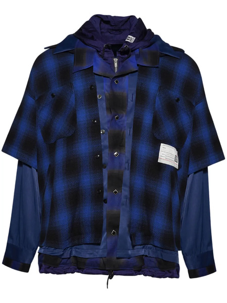  Maison Mihara Yasuhiro Layered Checked-pattern Shirt - Blue 