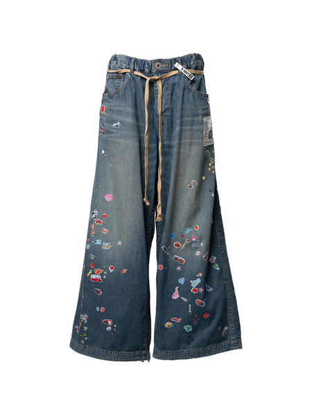  Maison Mihara Yasuhiro Sticker Wide-leg Jeans - Blue 