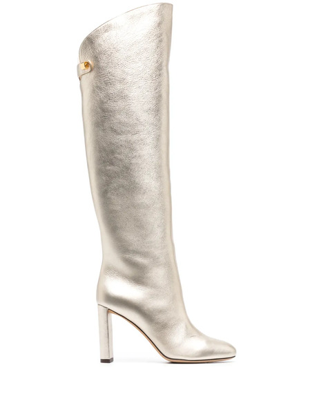  Maison Skorpios 90mm Metallic Leather Boots - Gold 