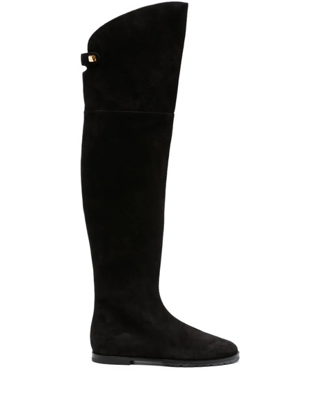  Maison Skorpios Stefania Knee-high Suede Boots - Black 