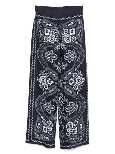  Maje Bandana-print Wide-leg Trousers - Blue 