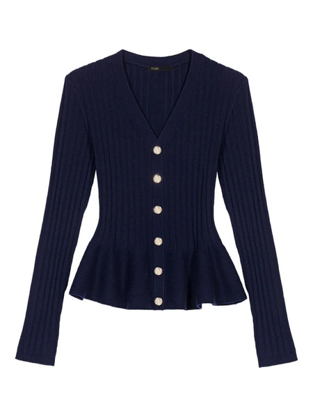  Maje Button-down Peplum Cardigan - Blue 
