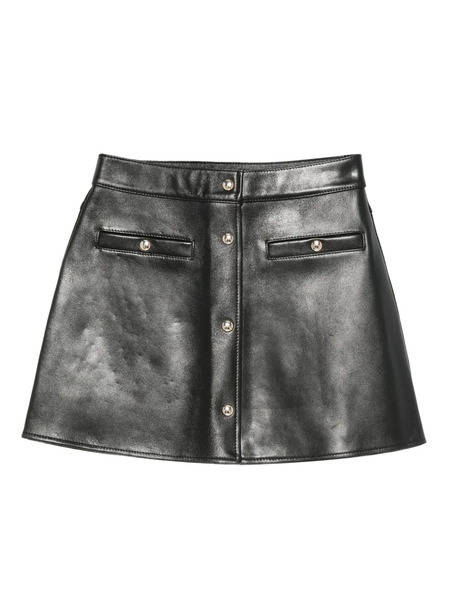  Maje Button-fastening Leather Skirt - Black 