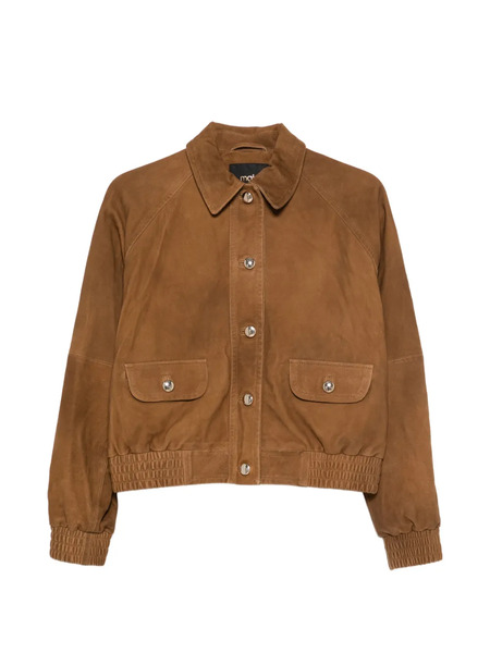  Maje Button Flap-pocket Leather Jacket - Brown 